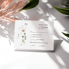 Boho Whimsical Blommigt OSA kort, minimalist