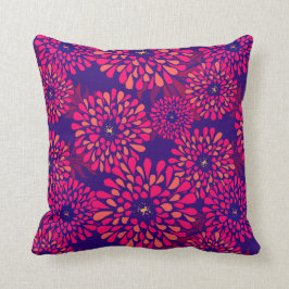 Boho Whimsical Blommönster Navy Fuchsia Kudde