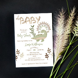 Boho whimsical dinosaurs oh baby inbjudningar
