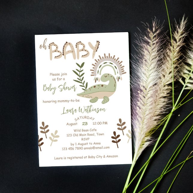 Boho whimsical dinosaurs oh baby inbjudningar (Skapare uppladdad)