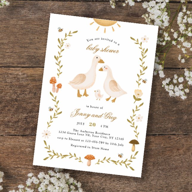 Boho Whimsical Goose Baby Shower Inbjudningar (Skapare uppladdad)