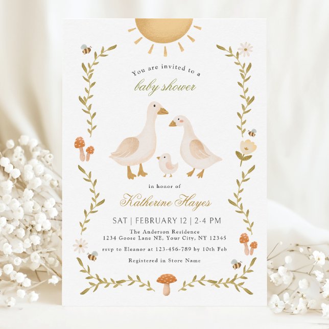 Boho Whimsical Goose Baby Shower Inbjudningar (Skapare uppladdad)
