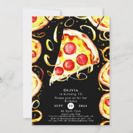 Boho Whimsical Pizza Birthday Inbjudningar