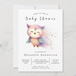 Boho Whimsical Uggla Baby Shower Inbjudningar