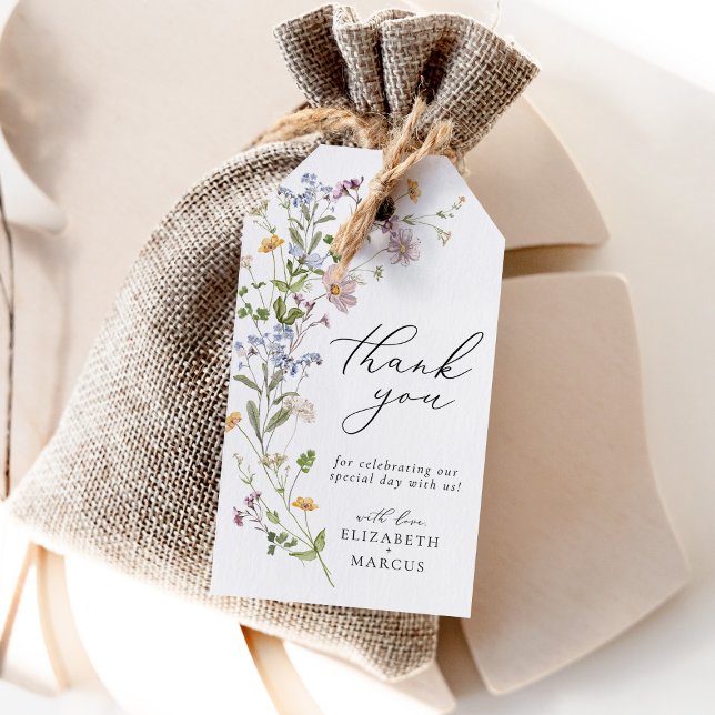 Boho Whimsical Wildbloms Meadow Wedding Favor Presentetikett (Skapare uppladdad)