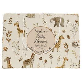 Boho White Beige Jungle Animals Baby Shower