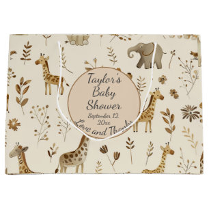 Boho White Beige Jungle Animals Baby Shower