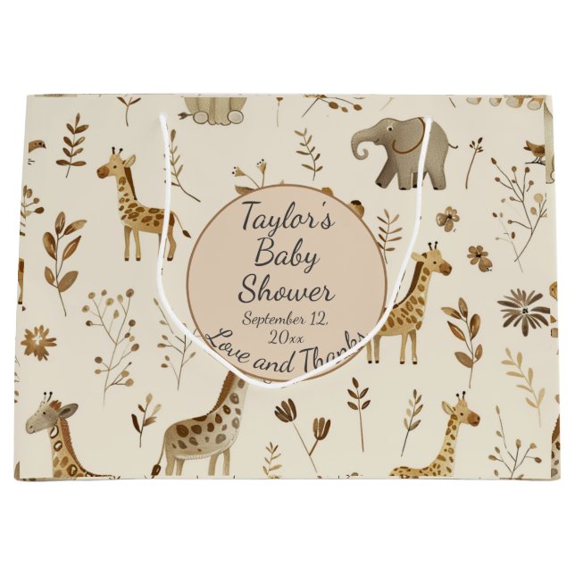 Boho White Beige Jungle Animals Baby Shower (Framsidan)