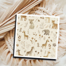 Boho White Beige Jungle Animals