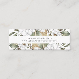 Boho White Blommigt Greenery Bröllop OSA Cards Mini Visitkort
