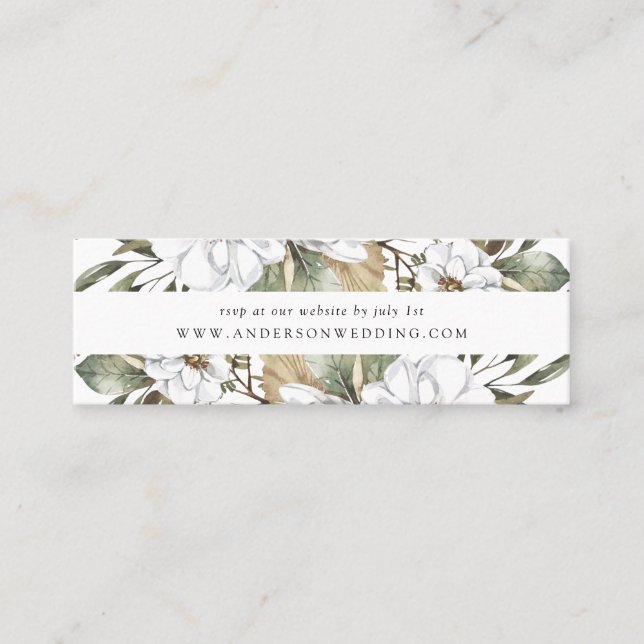 Boho White Blommigt Greenery Bröllop OSA Cards Mini Visitkort (Framsida)