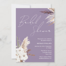 Boho White Blommigt Lavender Lila Möhippa Inbjudningar