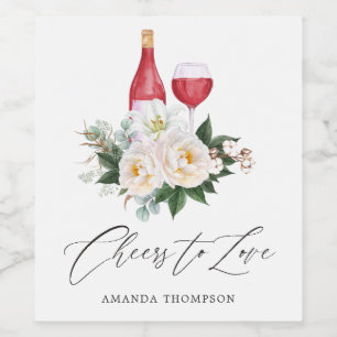 Boho White Blommigt Vin Tasting Möhippa Vinflaska Etikett