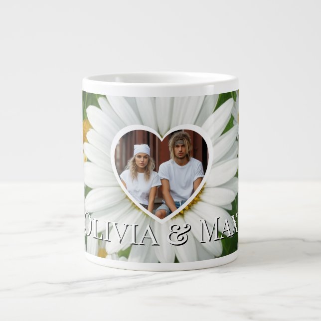 Boho white daisys-mall jumbo mugg (Framsidan)