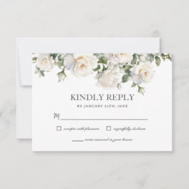 Boho White Ivory Ro Blommigt Greenery Bröllop OSA Kort
