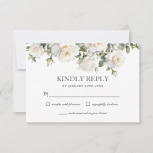 Boho White Ivory Ro Blommigt Greenery Bröllop OSA Kort