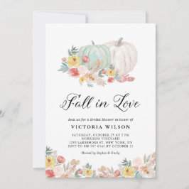 Boho White och Blue Pumpkin Fall Möhippa Inbjudningar