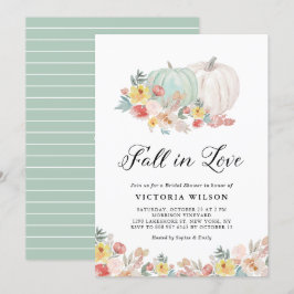 Boho White och Blue Pumpkin Fall Möhippa Inbjudningar