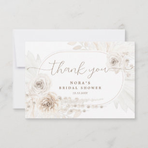 Boho White och Neutralt Bouquet Tack Kort