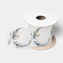 Boho White Orchid Flowers Blue Måne Elegant Party