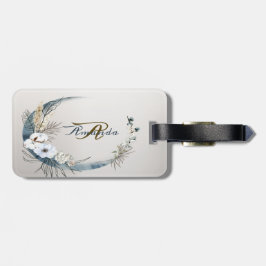 Boho White Orchid Flowers Blue Måne Elegant Party Bagagebricka