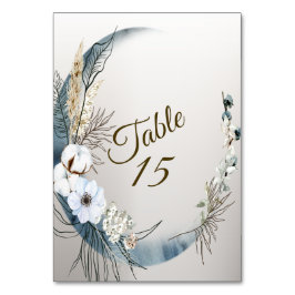 Boho White Orchid Flowers Blue Måne Elegant Party Bordsnummer