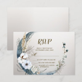 Boho White Orchid Flowers Blue Måne Elegant Party OSA Kort