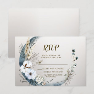 Boho White Orchid Flowers Blue Måne Elegant Party OSA Kort