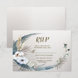 Boho White Orchid Flowers Blue Måne Elegant Party OSA Kort