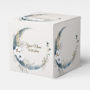 Boho White Orchid Flowers Blue Måne Elegant Party Presentaskar