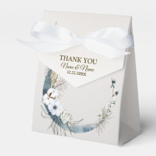 Boho White Orchid Flowers Blue Måne Elegant Party Presentaskar