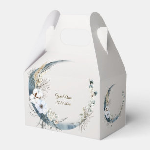 Boho White Orchid Flowers Blue Måne Elegant Party Presentaskar
