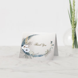 Boho White Orchid Flowers Blue Måne Elegant Party Tack Kort