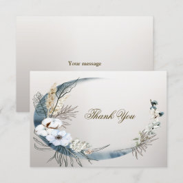 Boho White Orchid Flowers Blue Måne Elegant Party Tack Kort