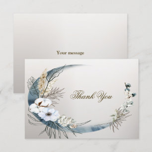 Boho White Orchid Flowers Blue Måne Elegant Party Tack Kort