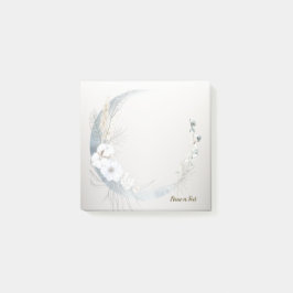 Boho White Orchid Flowers Blue Måne Elegant Post-it Block