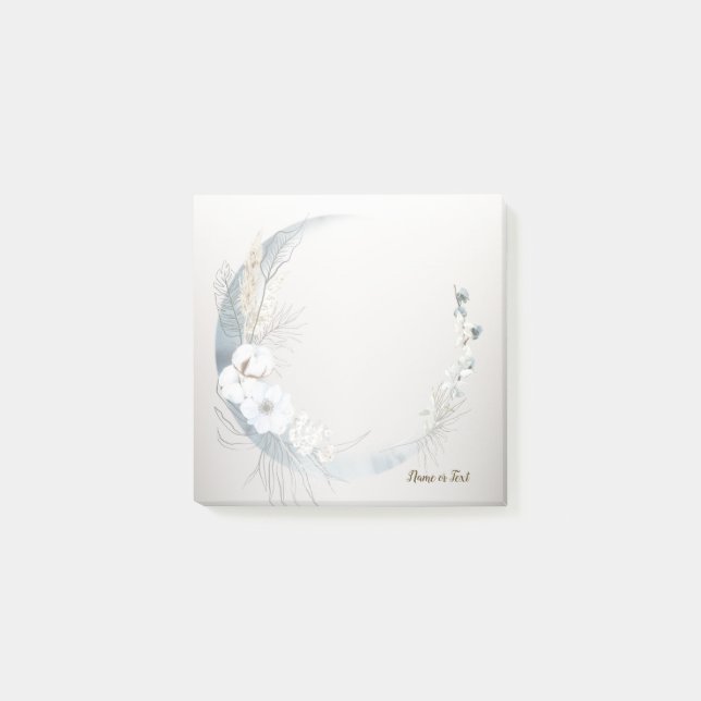 Boho White Orchid Flowers Blue Måne Elegant Post-it Block (Framsida)