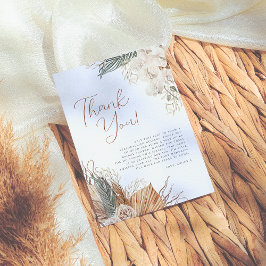 Boho White Orchid & Pampas Grass Bröllopsdusch Tack Kort