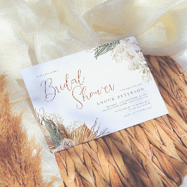 Boho White Orchid & Pampas Grass Möhippa Inbjudningar