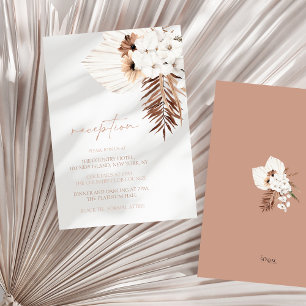 Boho White Orchids Pampas Grass Wedding Reception Tilläggskort