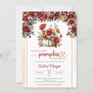 Boho white pumkin med blommor av burgundstyp falle inbjudningar