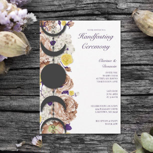 Boho Wiccan Blommigt Måne Phase Handfasteing Inbjudningar