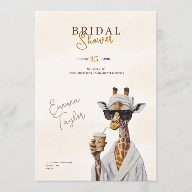 boho wild bridal shower safari invitation inbjudningar (Framsida)