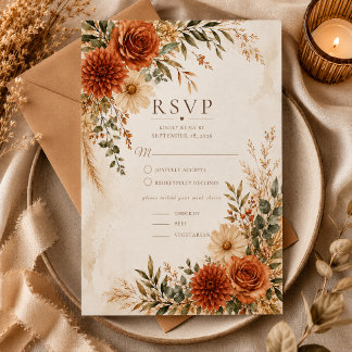 Boho Wild Terrakotta Trädgård Bröllop RSVP-kort OSA Kort