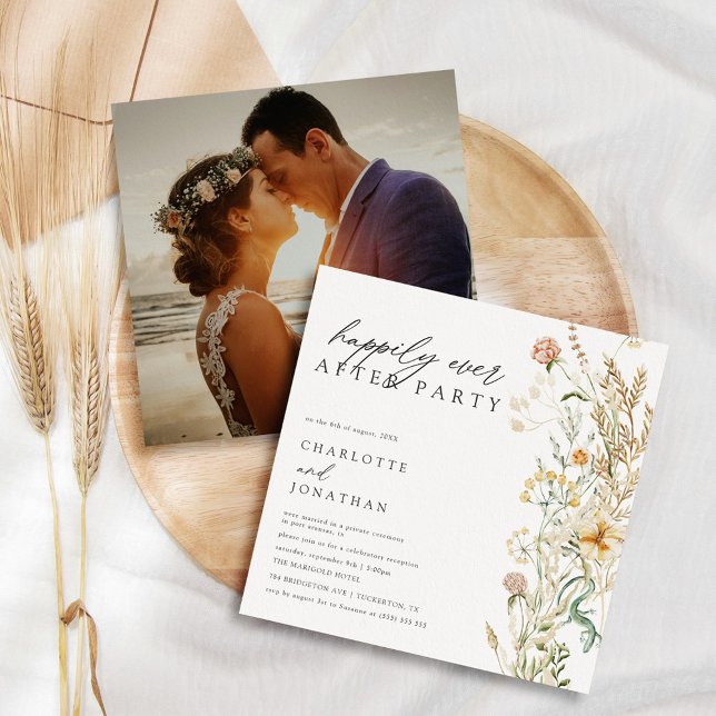 Boho Wildblomal Minimal Elopement Bröllop Inbjudningar (Skapare uppladdad)