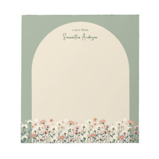 Boho Wildblomarch Blommigt Gräns Anteckningsblock