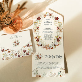 Boho WildblomBaby Shower allt i en Inbjudan