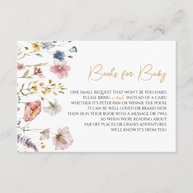 Boho WildblomBaby Shower Bokar för Baby Tilläggskort (Framsida)