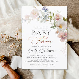 Boho WildblomBaby Shower Garden Inbjudningar