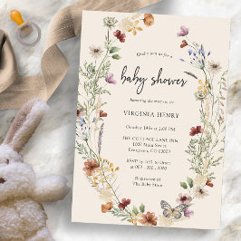 Boho WildblomBaby Shower Inbjudningar